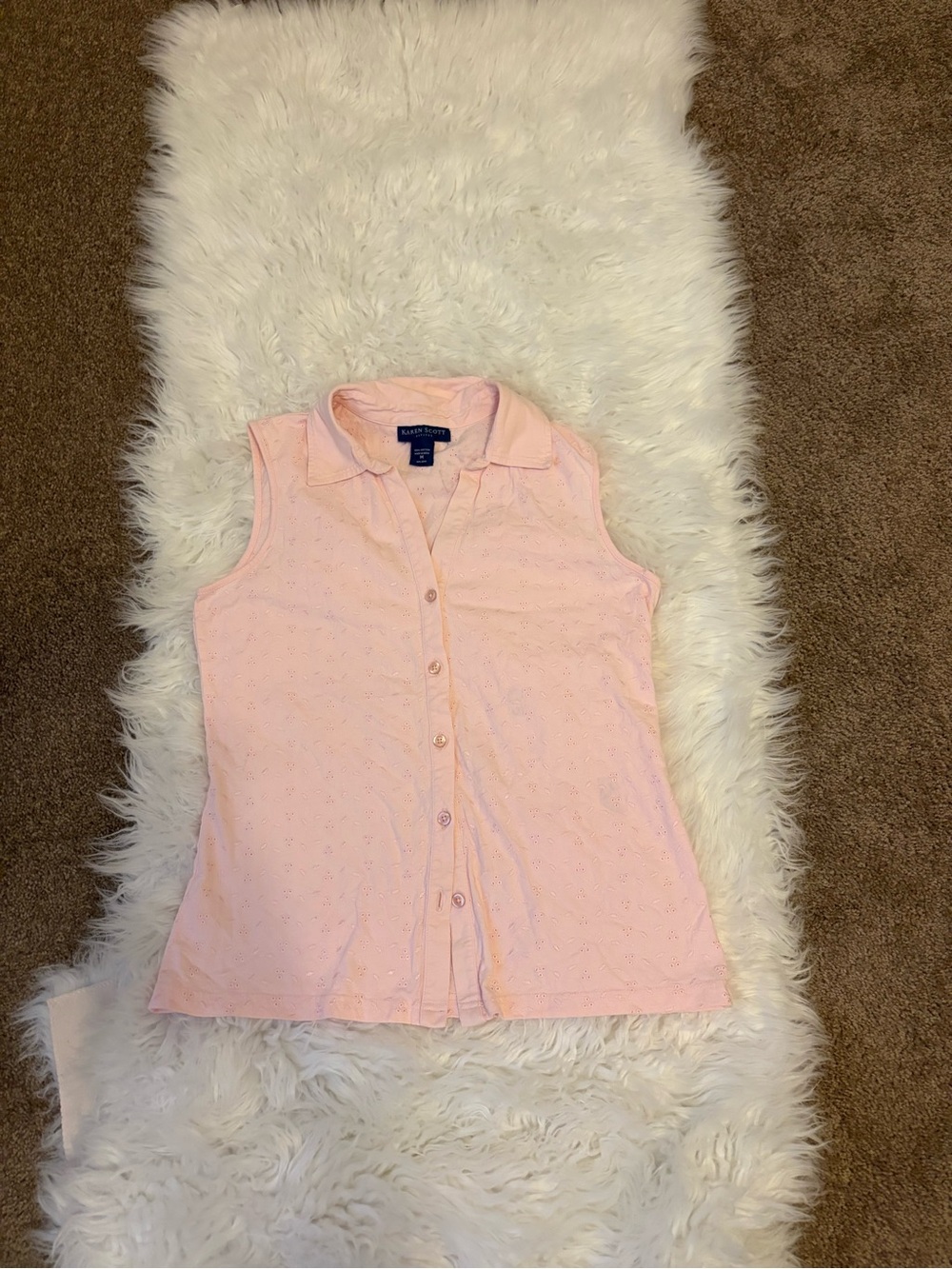 Vintage Pink Sleeveless Button-Down Shirt